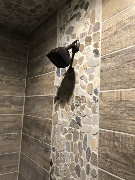 Barn wood tile for shower in 2023 | Rustic bathroom shower, Diy tile ...