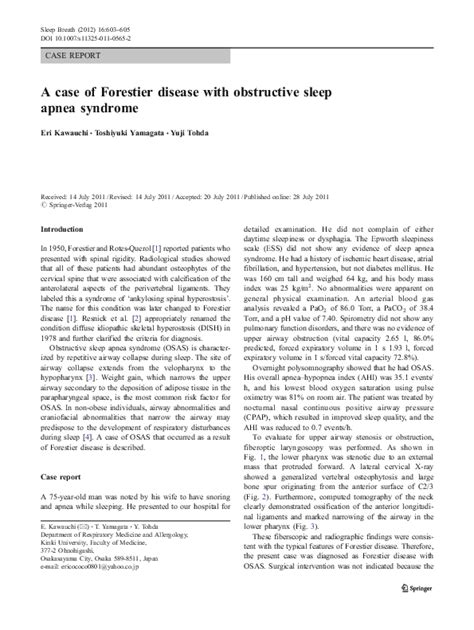 (PDF) A case of Forestier disease with obstructive sleep apnea syndrome | Toshiyuki Yamagata ...