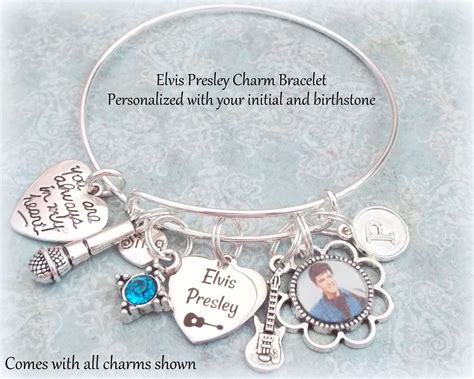 Elvis Presley Fan Gift, Elvis Presley Charm Bracelet, Music Lovers Gift ...