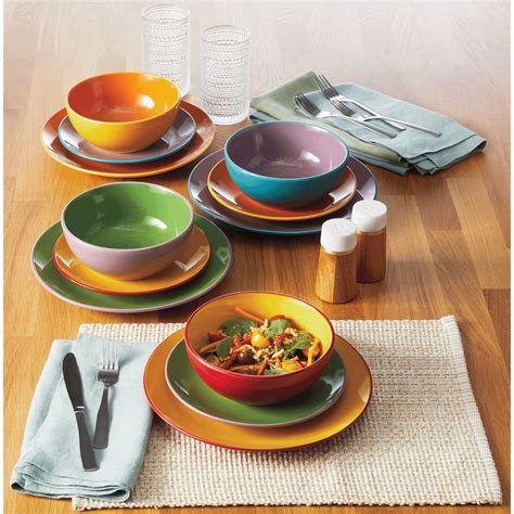 12-Piece Colorful Assorted Dinnerware Set | Montgomery Ward