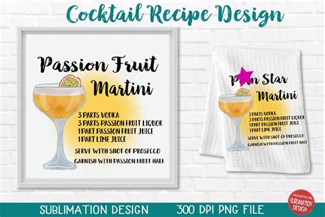 Passion Fruit Martini Cocktail Recipe Watercolor Cocktail Clipart ...