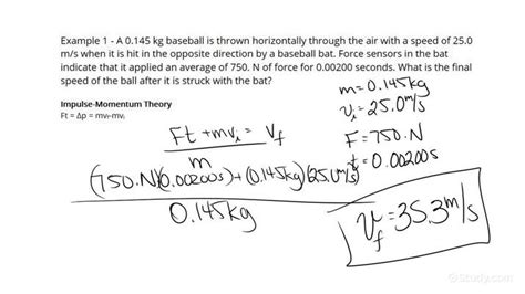 Impulse And Momentum Formula Sheet