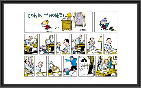 Calvin and Hobbes Print: Building a Snowman With Dad - GoComics Store