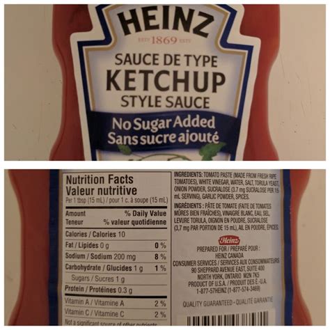 Heinz Sugar Free Ketchup Nutrition Facts - Nutrition Ftempo