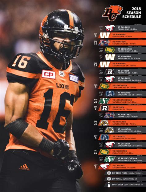 BC Lions 2018 Schedule – FVN