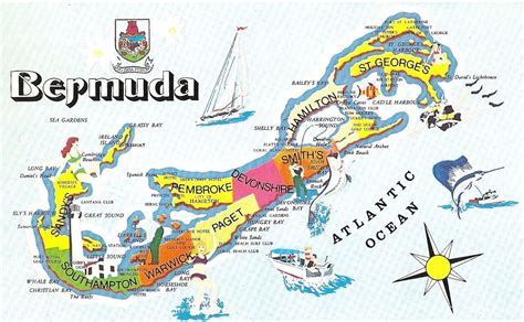 Large travel illustrated map of Bermuda | Bermuda | North America | Mapsland | Maps of the World