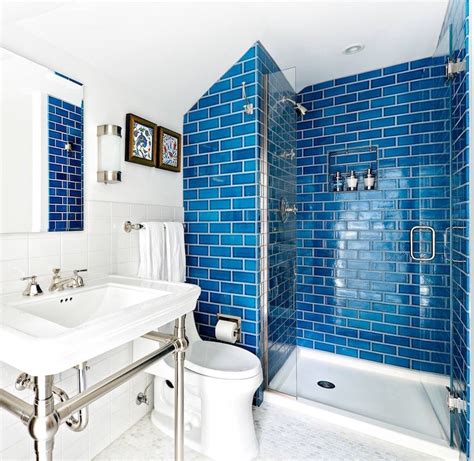 Blue Tiles For Small Bathroom Small Bathroom Tiles, Bathroom Paint Colors, Bathroom Tile Designs ...