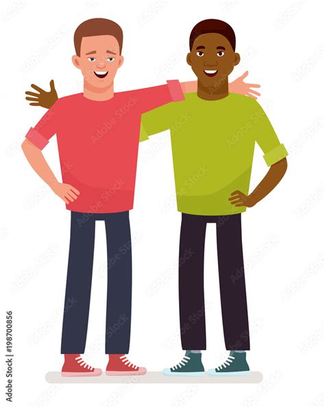 Two best friends. Two guys. African american people. Concept of friendship. Vector illustration ...