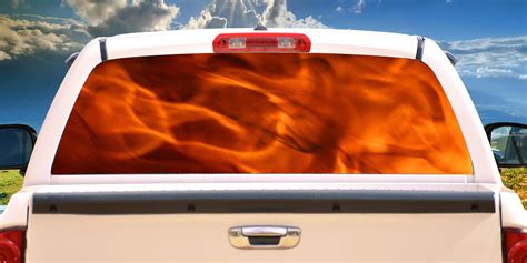 FLAMES 1 Rear Window Graphic tint decal truck view thru vinyl - Walmart ...