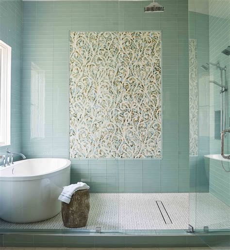 Mosaic tile by New Ravenna makes a bold statement in this Master Bath ...