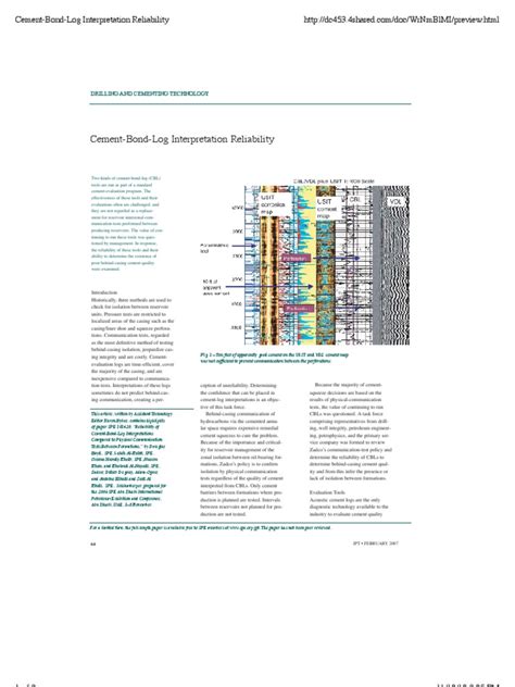 Cement Bond Log Interpretation Reliability | Confidence Interval ...