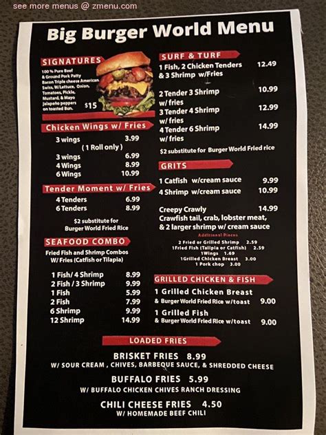 Menu at Big burger world restaurant, Houston, N Fry Rd Suite C