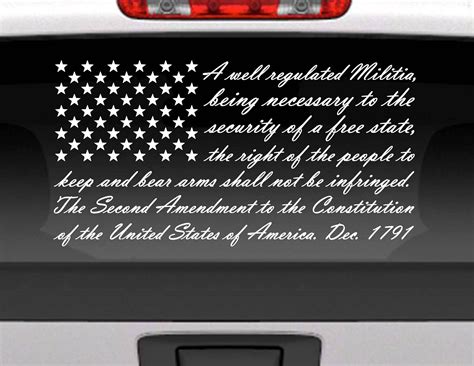 Second Amendment American flag vinyl window decal for cars