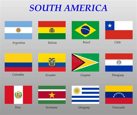 Set of All Flags of South America Stock Illustration - Illustration of ...