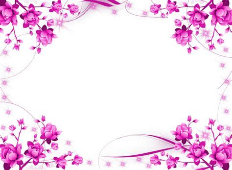 Pink Floral Border Png Image Transparent - Purple Flower Frame Png ...