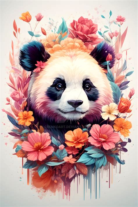 Colorful Panda in Vibrant Flower Garden by CeemkoArt on DeviantArt