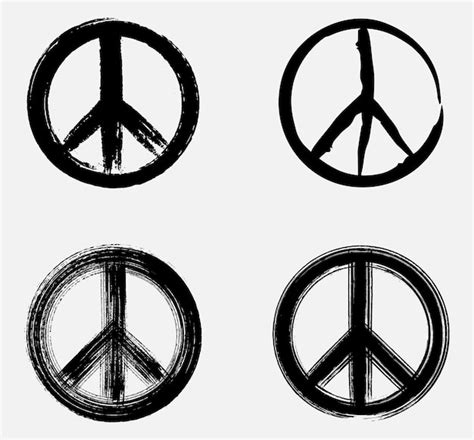 Premium Vector | Grunge peace symbol set.