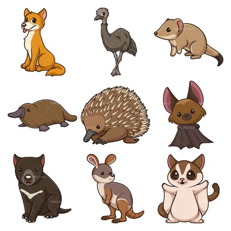 Australian Kawaii Animals Clipart - FriendlyStock