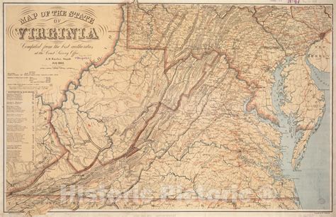 Historical Map, 1863 Map of The State of Virginia, Vintage Wall Art ...