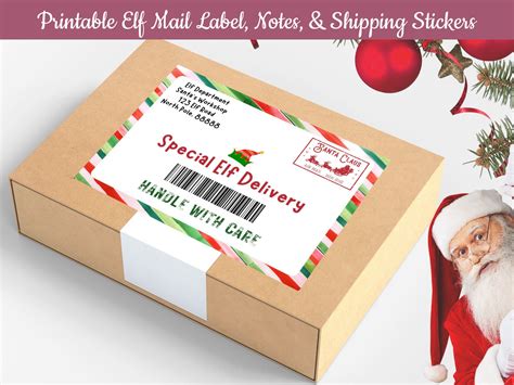 Printable Elf Mail Label Elf Shipping Label Printable Elf - Etsy