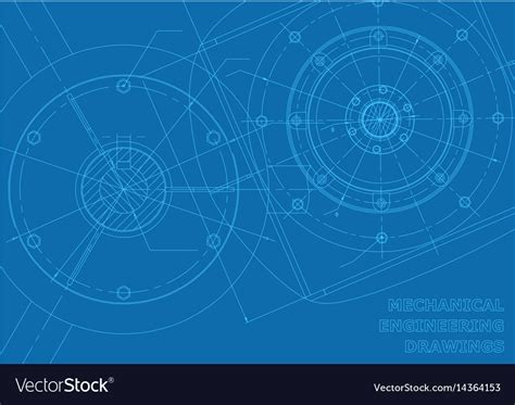 Blue mechanical engineering drawings background Vector Image