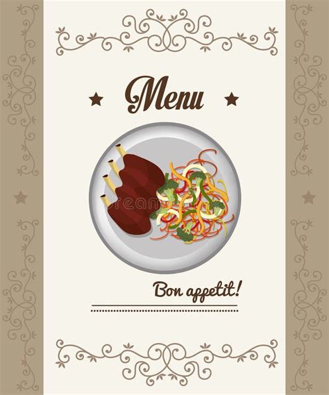 Gastronomy and Restaurant Menu Stock Illustration - Illustration of chicken, element: 63939400