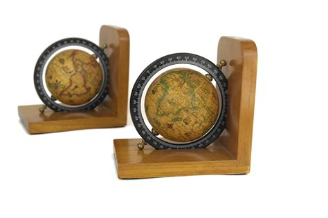 World Globe Bookends. Vintage Desk Globe Book Ends.