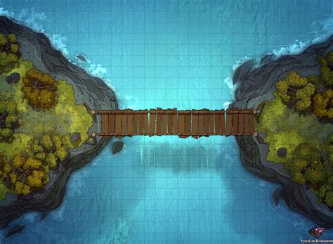 [OC][Art] Cliff-side Hanging Bridge Battle Map 30x22 : r/DnD