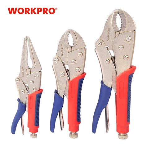 Workpro 3pc Locking Pliers Welding Tools Pliers Set 7" 10" Curved Jaw Pliers 6-1/2" Straight Jaw ...