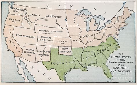 United States Map, 1863 Drawing by Granger - Pixels