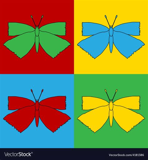 Pop art butterfly icons Royalty Free Vector Image