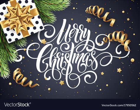 Merry christmas handwriting script lettering Vector Image