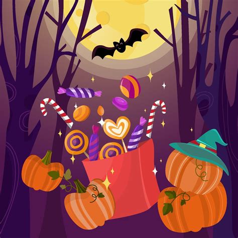 Trick or Treat Halloween with Candy Bag Background 3262608 Vector Art at Vecteezy