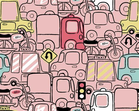 Seamless pattern vector of vehicles cartoon with road sign 25459321 Vector Art at Vecteezy