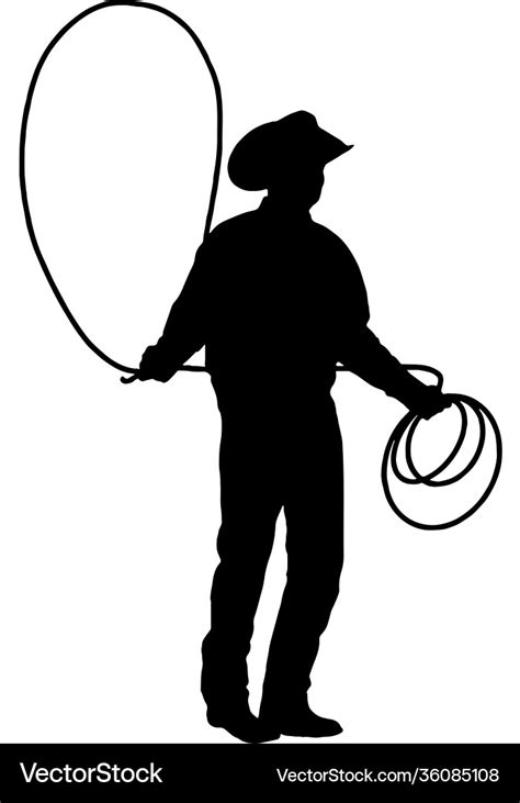 Cowboy with lasso rope silhouette Royalty Free Vector Image