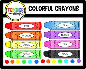 Colorful Crayons Clip Art by Teacher Designs | TPT