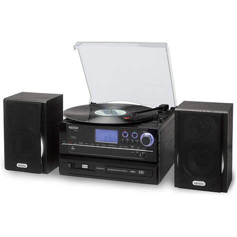 Jensen 3-Speed Stereo Turntable Cd Recording System With Cassette Player, Am/Fm Stereo Radio ...