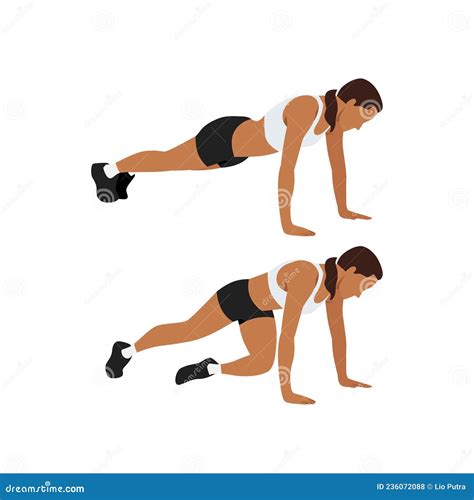 Woman Doing Cross Body Mountain Climbers Exercise Stock Illustration ...