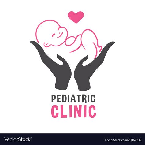 Newborn on hand and heart pediatric clinic logo Vector Image