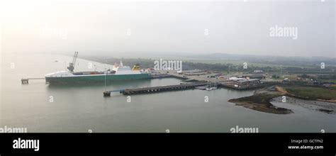 An aerial view of the Sea Mounting Centre at Marchwood Military Port ...