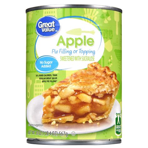 (4 Pack) Great Value Pie Filling or Topping, No Sugar Added, Apple, 20 ...