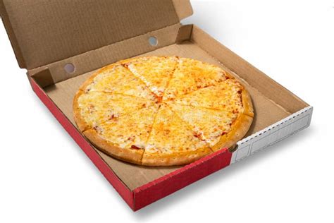 Pizza. Cheese Pizza in a Carton Box Isolated Stock Image - Image of meat, lunch: 203676075