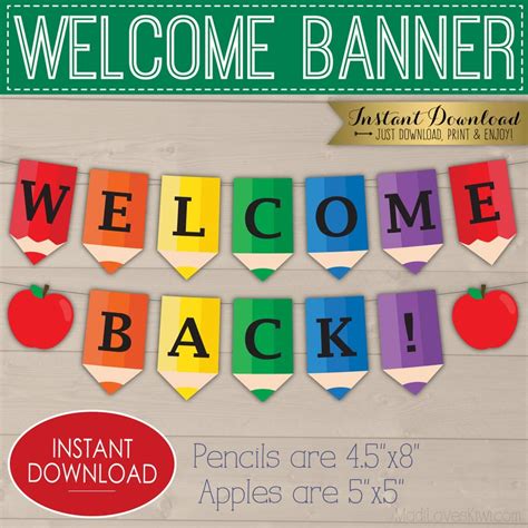 Printable Pencil Welcome Banner, Rainbow Colored Back to School Bunting, Pennant Classroom Decor ...