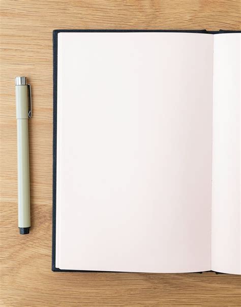 Blank Plain White Notebook Page with Pen Mockup