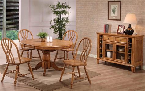 Missouri Rustic Oak Single Pedestal Dining Room Set from ECI Furniture ...