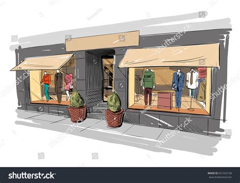 Fashion Store Hand Drawn Sketch Interior Stock Vector 631323158 ...