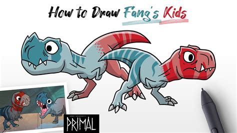 How to Draw Fang's Kids dinosaur T-rex Tyrannosaurus from Primal movie Easy Step by Step - YouTube