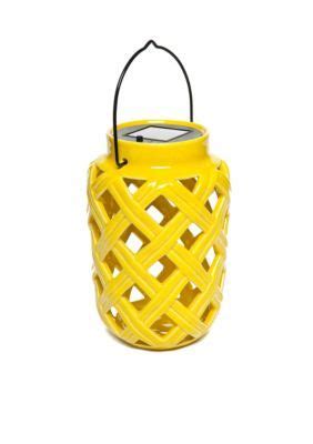 Home Accents® Yellow Ceramic Solar Lantern | Solar lanterns, Yellow ...