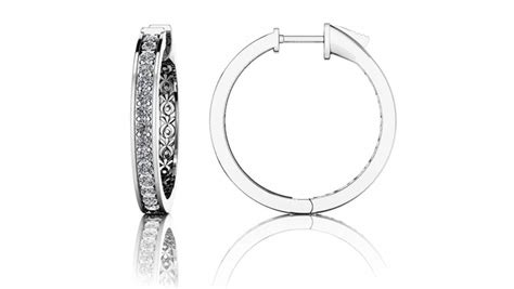 Midwest Diamond Distributors - 1 INCH CHANNEL SET DIAMOND HUGGIE EARRINGS