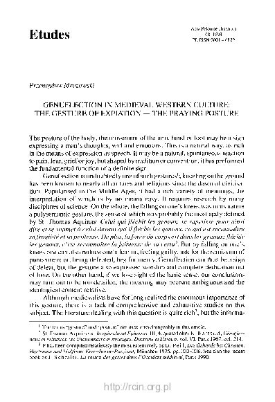 (PDF) Mrozowski GENUFLECTION IN MEDIEVAL WESTERN CULTURE : THE GESTURE OF EXPIATION — THE ...